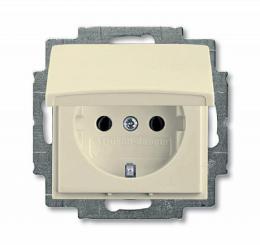 Изображение продукта Розетка ABB Basic55 Schuko с/з 16A 250V с крышкой безвинтовой зажим слоновая кость 