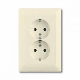 Изображение продукта Розетка двойная ABB Basic55 Schuko с/з 16A 250V со шторками безвинтовой зажим слоновая кость 
