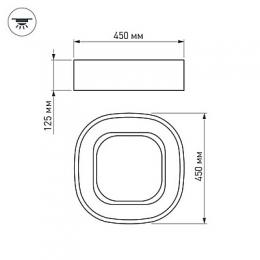 Потолочный светодиодный светильник Arlight SP-Tor-Quadrat-S450x450-35W Warm3000  - 3