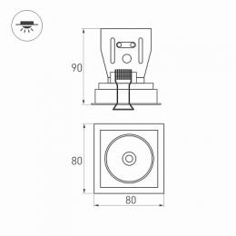 Встраиваемый светодиодный светильник Arlight CL-Simple-S80x80-9W Warm3000  - 6