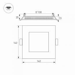 Встраиваемый светодиодный светильник Arlight DL-142x142M-13W White  - 6