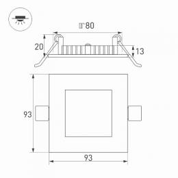 Встраиваемый светодиодный светильник Arlight DL-93x93M-5W White  - 6