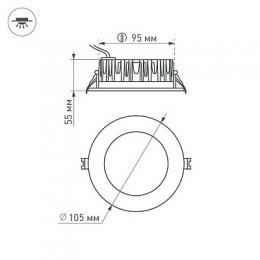 Встраиваемый светодиодный светильник Arlight LTD-105WH-Frost-9W Day White 110deg  - 6
