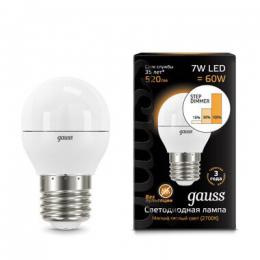 Изображение продукта Лампа светодиодная диммируемая Gauss E27 7W 3000K матовая 