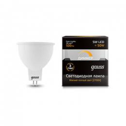 Изображение продукта Лампа светодиодная диммируемая Gauss GU5.3 5W 3000K матовая 