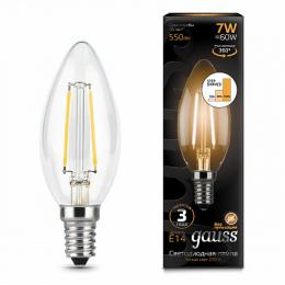 Изображение продукта Лампа светодиодная филаментная диммируемая Gauss E14 7W 2700K прозрачная 