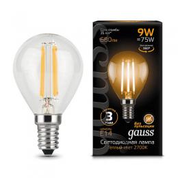 Изображение продукта Лампа светодиодная филаментная Gauss E14 9W 2700К прозрачная 