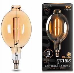 Изображение продукта Лампа светодиодная филаментная Gauss E27 8W 2400K золотая 