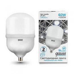 Изображение продукта Лампа светодиодная Gauss E27 60W 4000K матовая 