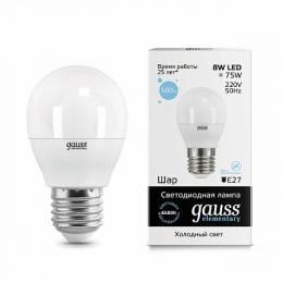 Изображение продукта Лампа светодиодная Gauss E27 8W 6500K матовая 