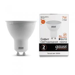 Изображение продукта Лампа светодиодная Gauss GU10 7W 3000K матовая 