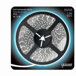 Изображение продукта Светодиодная лента Gauss 7,2W/m 30LED/m 5050SMD холодный белый 5M 