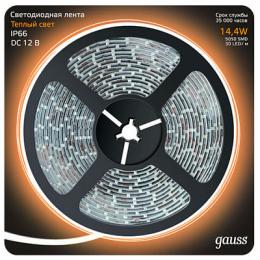 Изображение продукта Светодиодная влагозащищенная лента Gauss 14,4W/m 60LED/m 5050SMD теплый белый 5M 