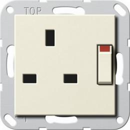 Изображение продукта Розетка Gira System 55 со шторками 13A 250V безвинтовой зажим Британский стандарт кремовый  глянцевый 