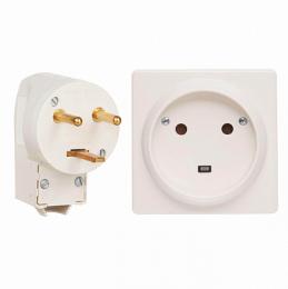 Изображение продукта Комплект розетка вилка 2К+З Legrand Quteo 32А 400V с/з со шторками белый 