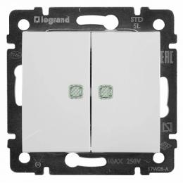Изображение продукта Переключатель двухклавишный на 2 направления Legrand Valena 10A 250V с подсветкой белый 