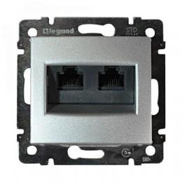 Изображение продукта Розетка компьютерная 2хRJ45 Legrand Valena 5e кат UTP с захватами алюминий 