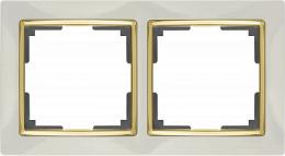 Изображение продукта Рамка Werkel Snabb на 2 поста слоновая кость/золото WL03-Frame-02-ivory/GD 