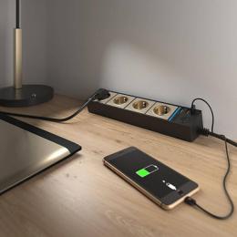 Розеточный блок 4гн 3USB х 1,7м с/з Werkel WL20-04-03  - 2