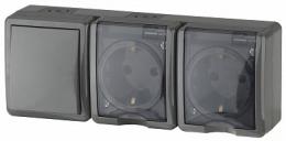 Изображение продукта Блок розетки-выключатель ЭРА Эксперт IP54 16A 250V  Б0027674 