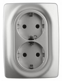 Изображение продукта Розетка ЭРА 12 2x2P E Schuko со шторками 16A 250V  Б0036444 