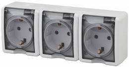 Изображение продукта Розетка ЭРА Эксперт 3х2P+E IP54 со шторками 16A 250V  Б0020722 