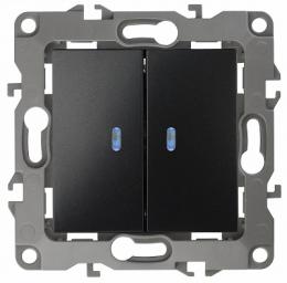 Изображение продукта Выключатель двухклавишный с подсветкой ЭРА 12 10AX 250V  Б0014661 
