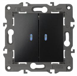 Изображение продукта Выключатель двухклавишный с подсветкой ЭРА Elegance 10AX 250V  Б0034241 